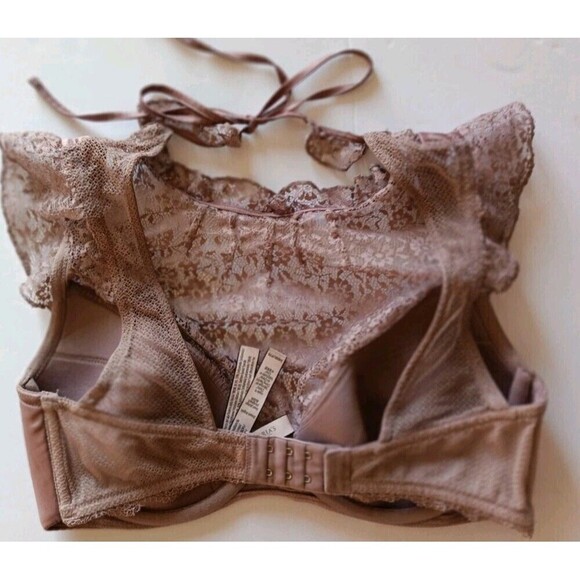 Victoria's Secret Dream Angels High Neck Bra Top Sz 34 DD Lace Open Back  Satin - Picture 2 of 8